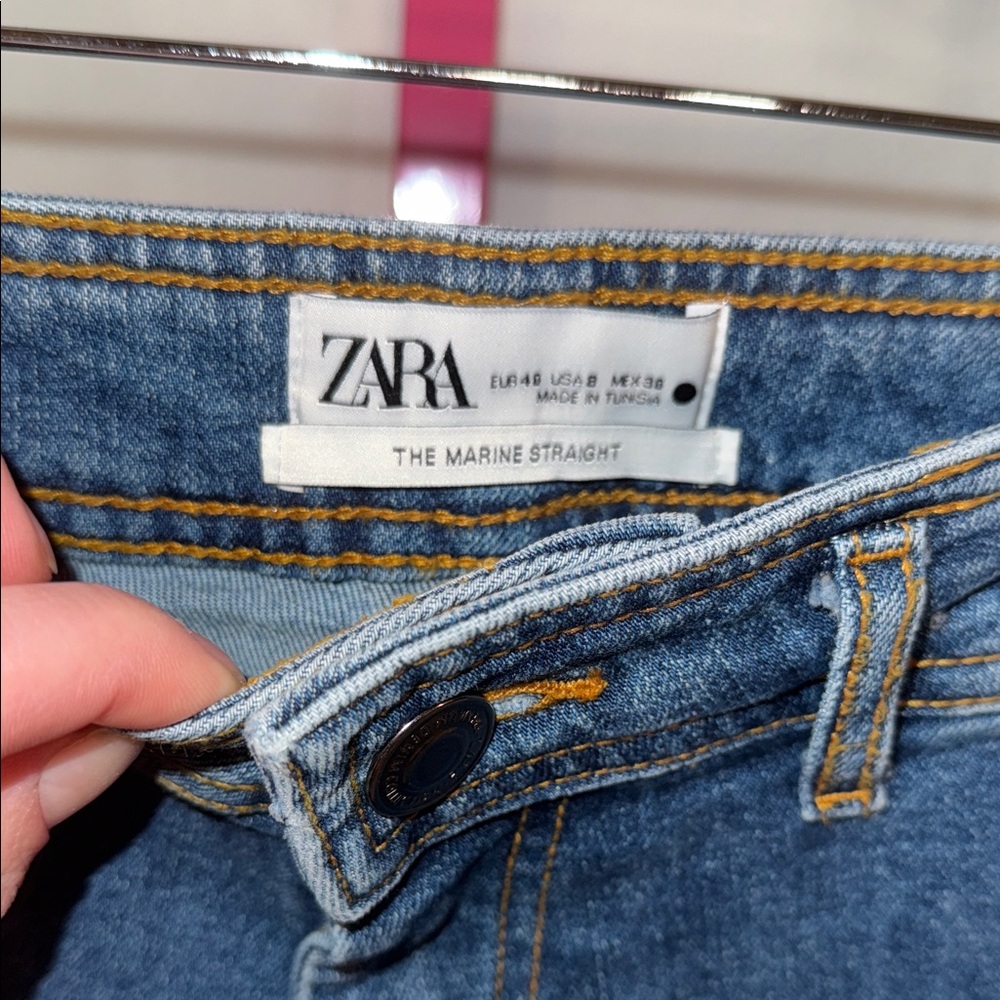 Zara Dark Blue The Marine Straight Wide Leg - Picture 2 of 6